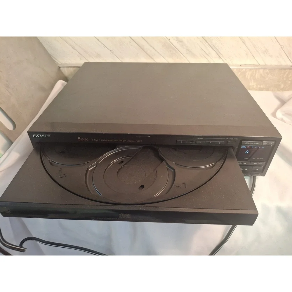 Sony CDP-C505 5-Disc Carousel CD Player Black Vintage 1990 Hi-Fi Audio NO REMOTE
